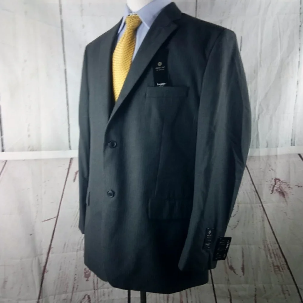 Haggar Custom Fit Suit Up System 46L Gray Pinstripe Suit Blazer Jacket